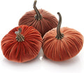 Set of 3 Velvet 6.25 Inch Pumpkins - Elegant Fall Tablescape