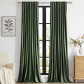 PRIMROSE Emerald Olive Green Velvet Curtains 84 in - Heavy Blackout