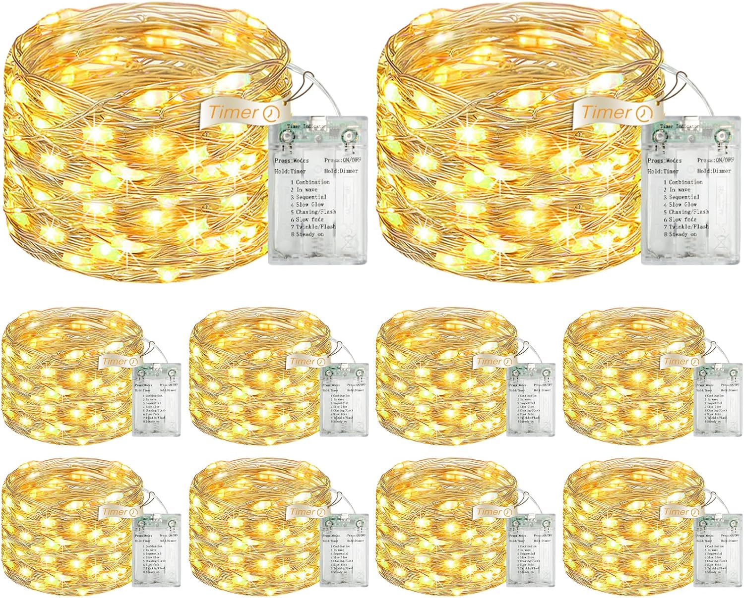 10 Pack 16FT 50 LED Fairy Lights for Christmas Party Decor
