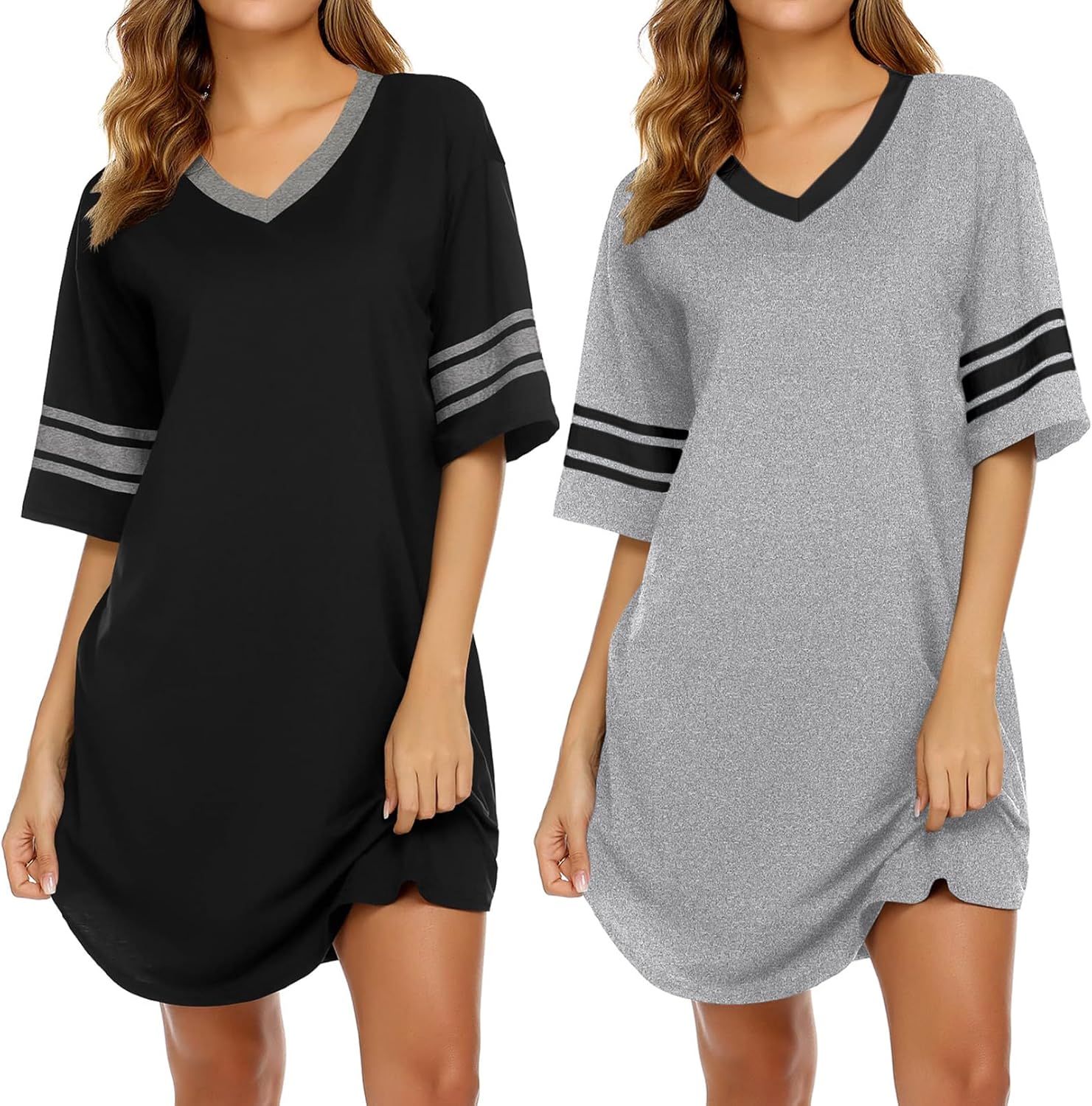 Ekouaer Nightgowns for Women 2 Pack Comfortable Sleepwear