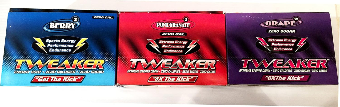 Tweaker Energy Variety Pack - Grape, Berry, Pomegranate - 36 Pack
