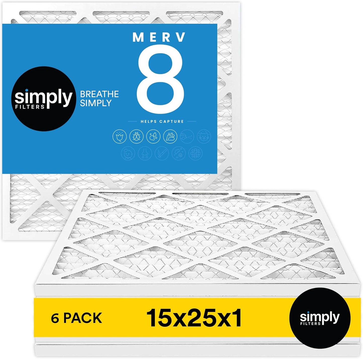 Simply 15x25x1 Air Filter for Home AC & HVAC Systems