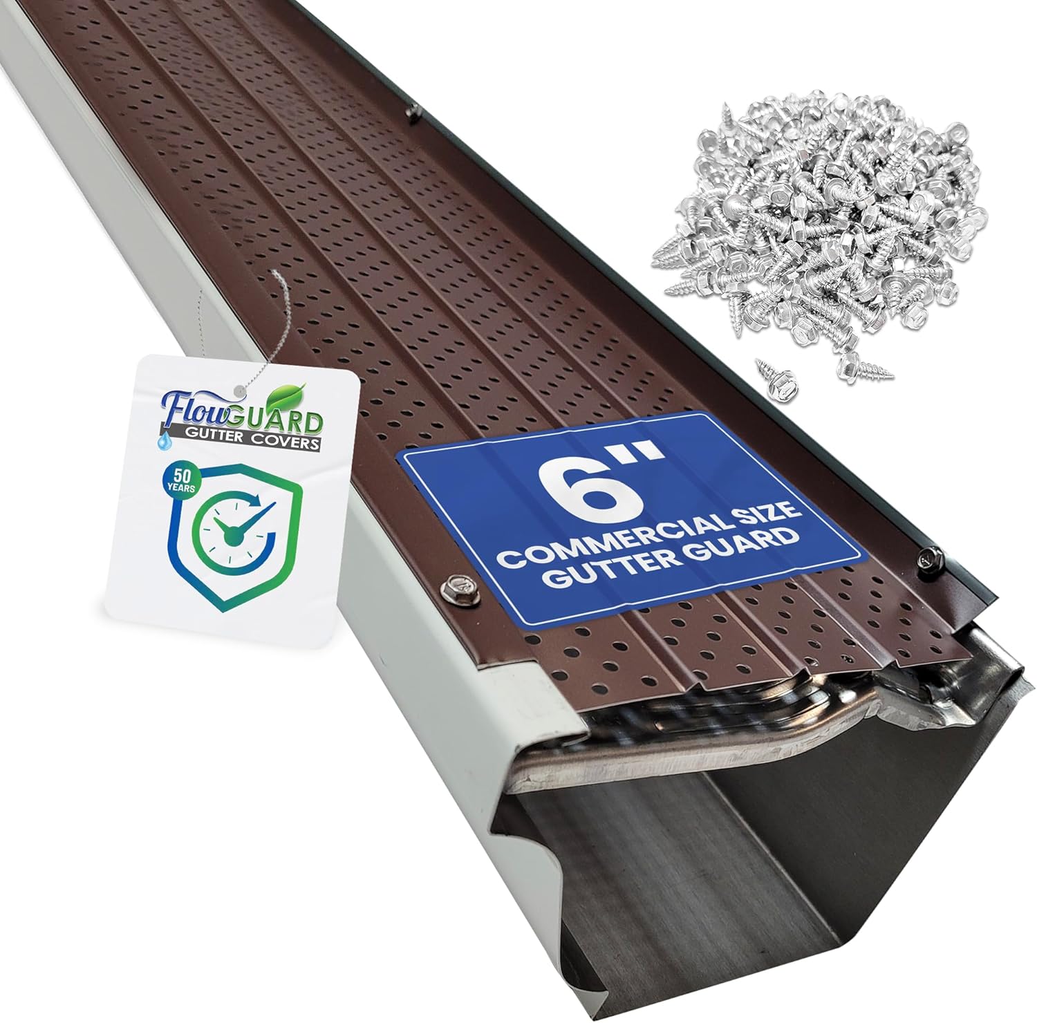 FlowGuard USA Made 6 Inch Gutter Cover System - Durable Protection