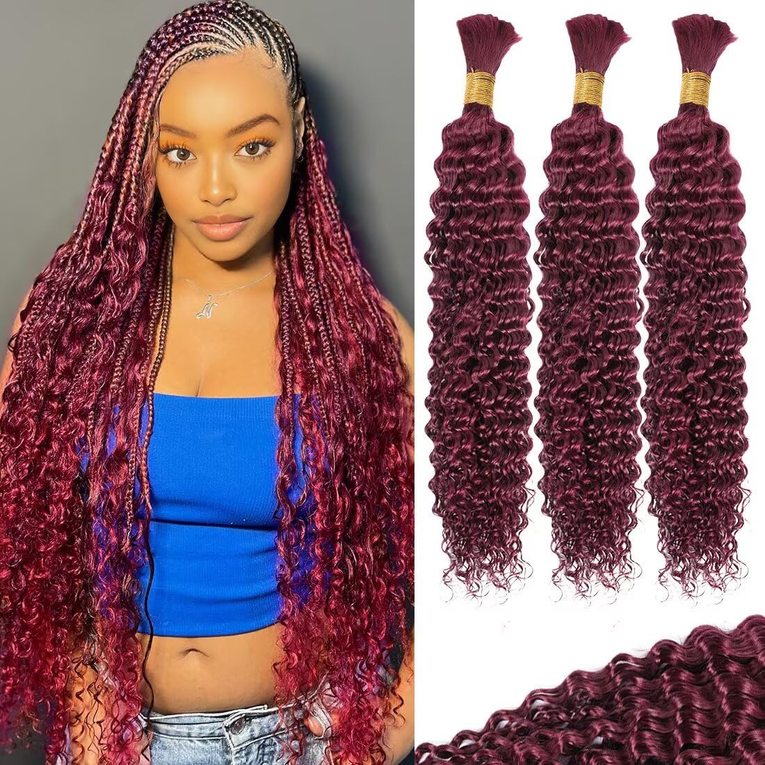 12A 99J Burgundy Red Human Braiding Hair for Stunning Styles