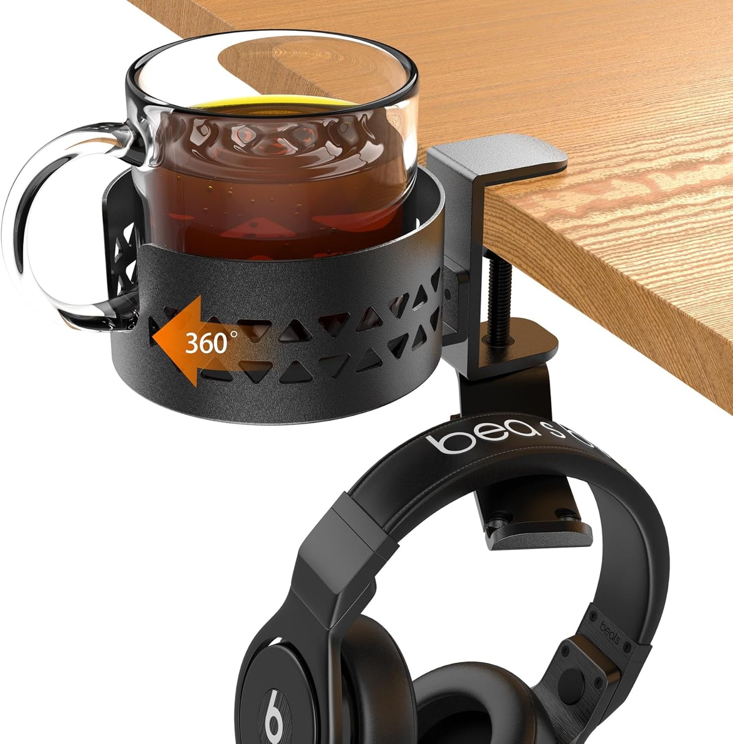 Sackei 360 Rotating Cup Holder & Headphone Hanger
