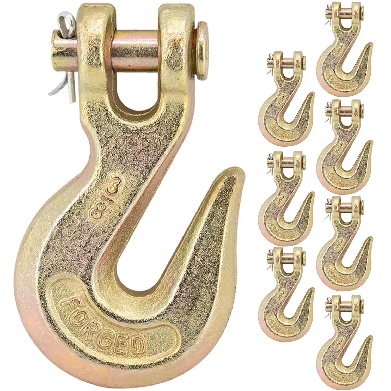 3/8 Heavy Duty Clevis Grab Hooks Set of 8 for Truck Trailers