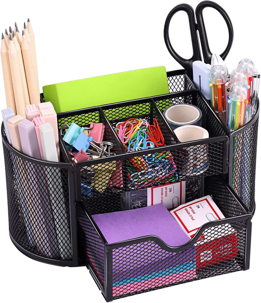 EOOUT Mesh Desk Organizer with 8 Compartments & Drawer