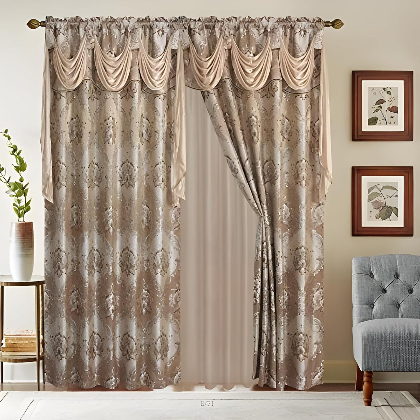 Victorian Floral Curtain Set, Elegant Decor Touch