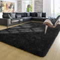 Ompaa Black 8x10 ft Large Area Rug - Plush Shag for Living Room