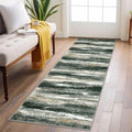 Modern Abstract Runner Rug 2x6 - Forest Green Washable Runner