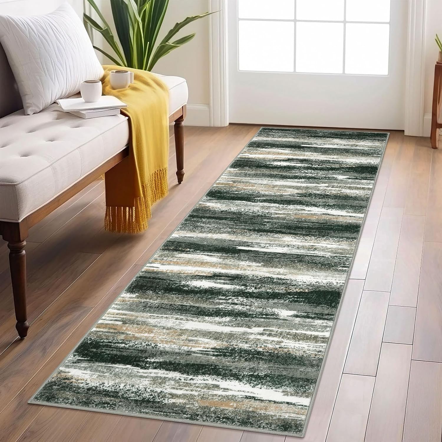 Modern Abstract Runner Rug 2x6 for Kitchen and Hallway Decor