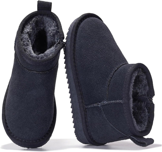 Genuine Leather Girls Boots with Memory Foam for Winter Fun