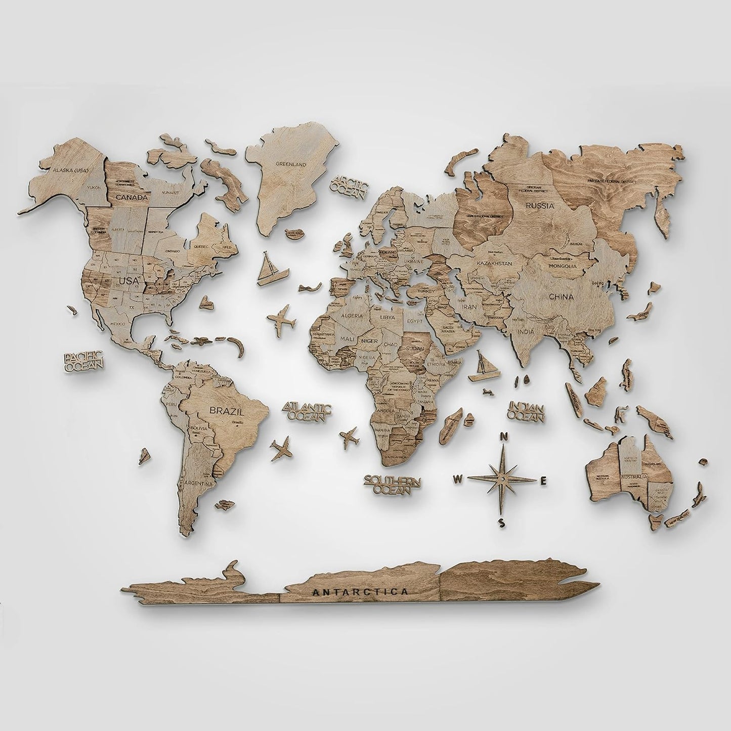 3D Wooden World Map Wall Art for Home and Office Decor