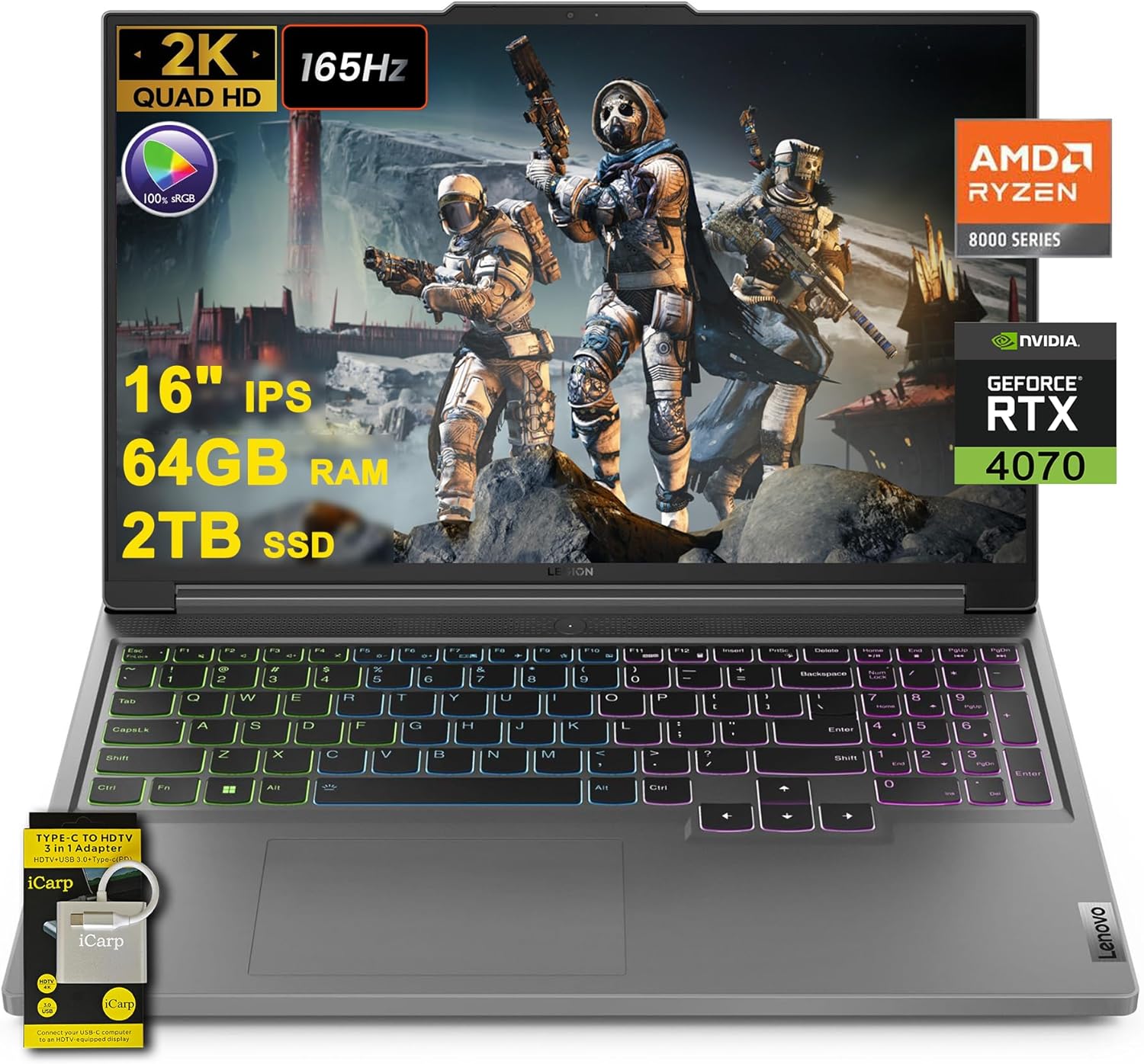 Lenovo Legion Slim 5: Zen 4 Octa-Core, 64GB RAM, 2TB SSD, GeForce RTX 4070