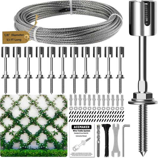 Wire Trellis for Climbing Plants Outdoor - 12-Set Wall Kit