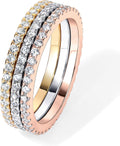 PAVOI 14K Gold Plated 925 Sterling Silver CZ Stackable Eternity Bands