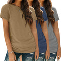 Womens 3 Pack T-Shirts Short Sleeve Summer Tops for Casual Style
