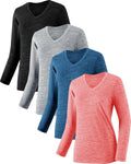 Long Sleeve Shirts for Women V Neck - Moisture Wicking Active Tops