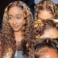 Honey Blonde Deep Wave Lace Front Wig Human Hair - Natural Look