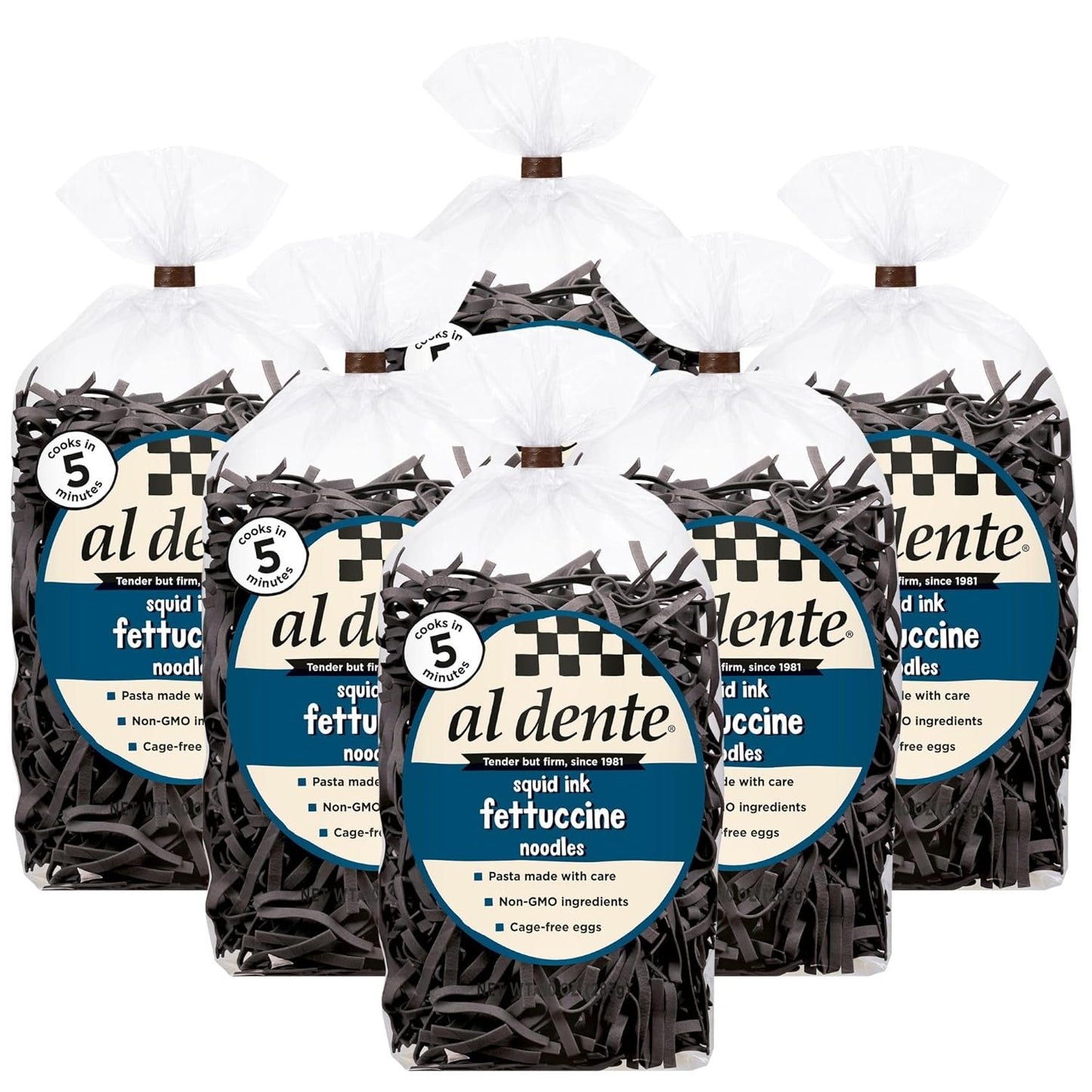 Al Dente Squid Ink Fettuccine - Gourmet All-Natural Pasta