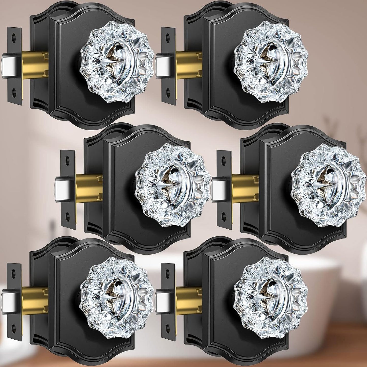 Crystal Glass Door Knobs Set for Interior Bedroom and Bathroom