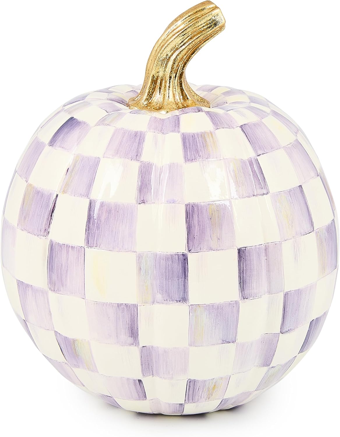 MACKENZIE-CHILDS Violet Check Small Pumpkin for Fall Decor