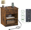 Everyday Side Table with Fast Charging Station - Rustic Brown