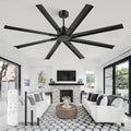 72 in Ceiling Fan No Light - Quiet Large Black Fan for Patio