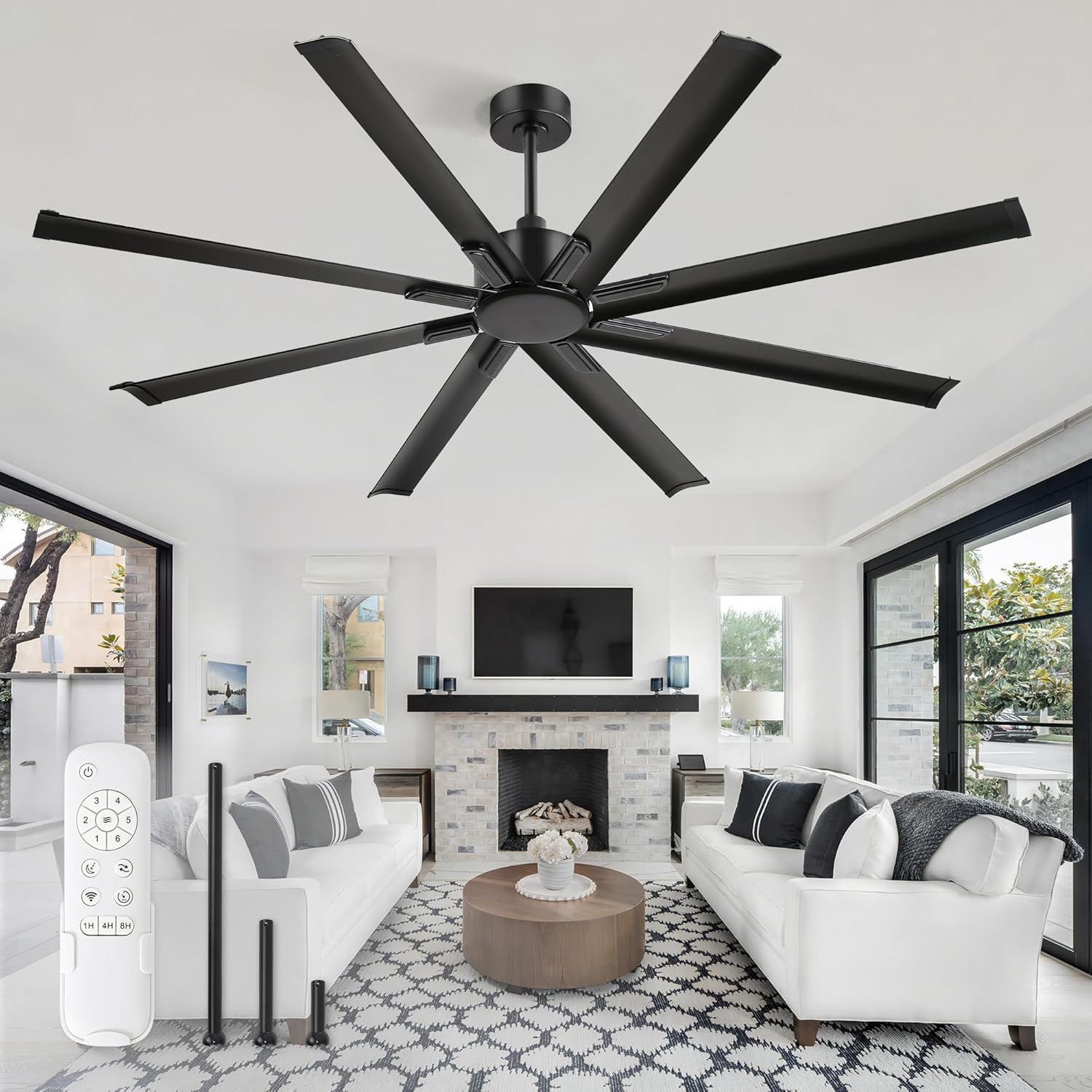 ZMISHIBO 72 Inch Ceiling Fan No Light for Indoor and Outdoor Use