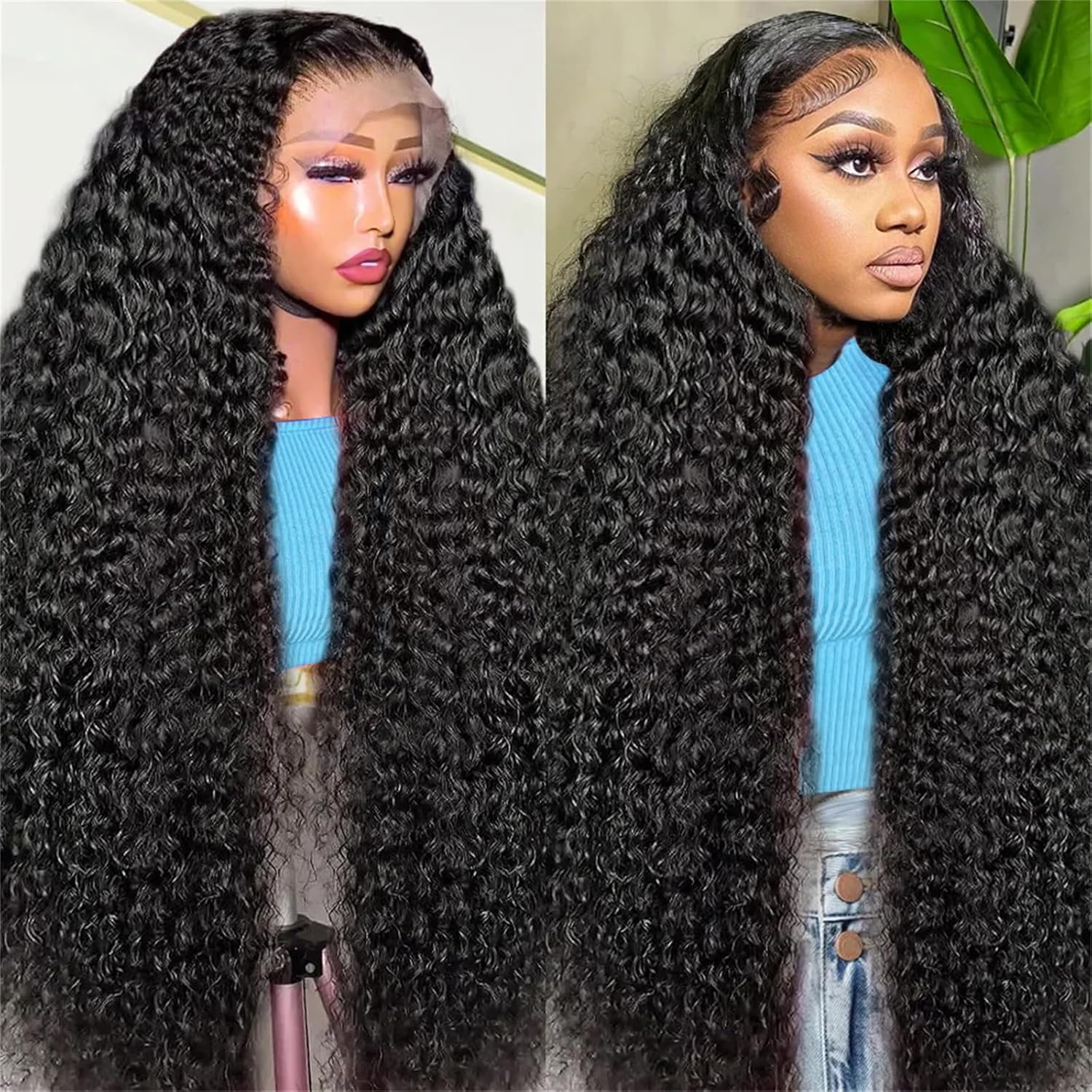 40 Inch 250% Density Deep Wave Lace Front Wigs for All Occasions