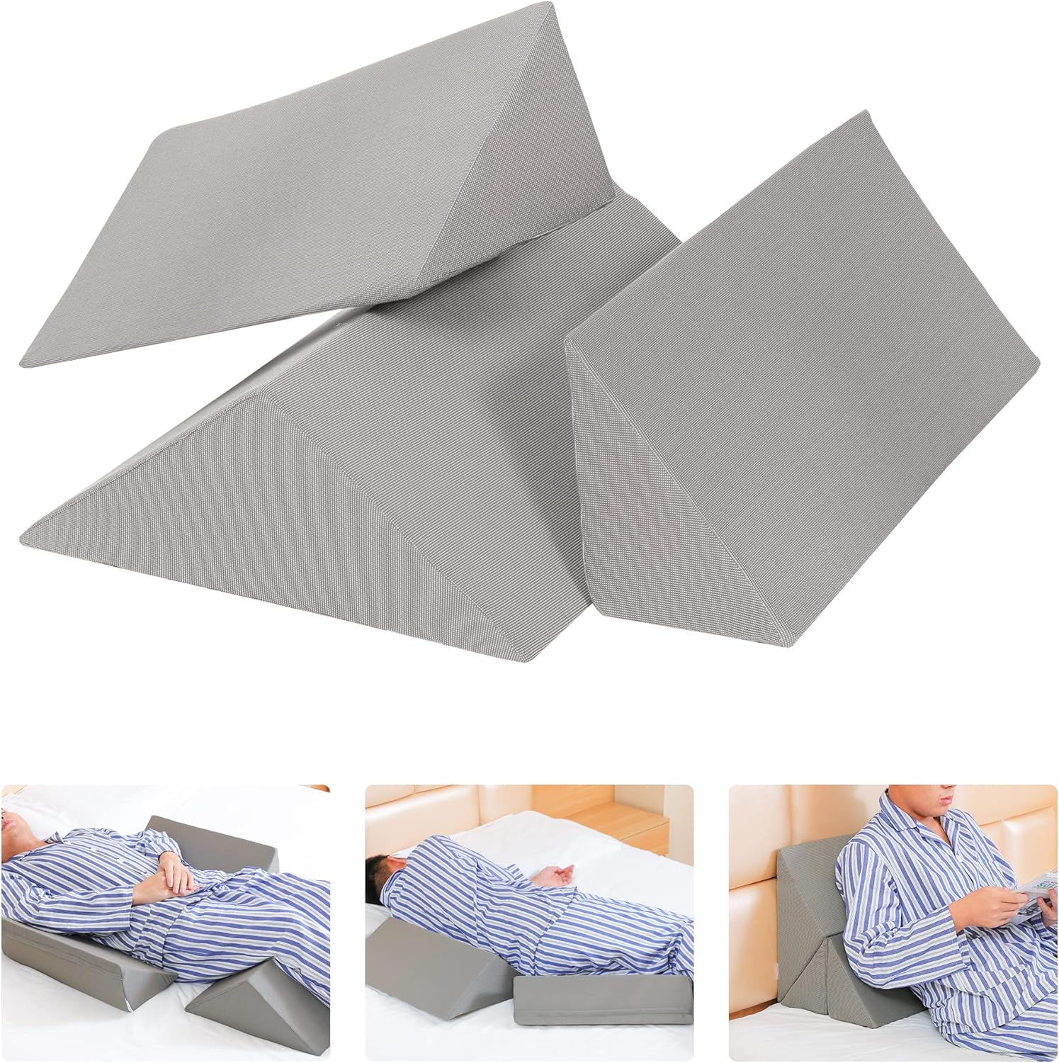 3 in 1 Bed Wedges for Positioning, Relief for Back Pain