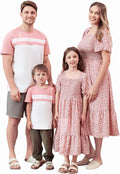 PATPAT Family Matching Boho Floral Square Neck Dress and Tee Set