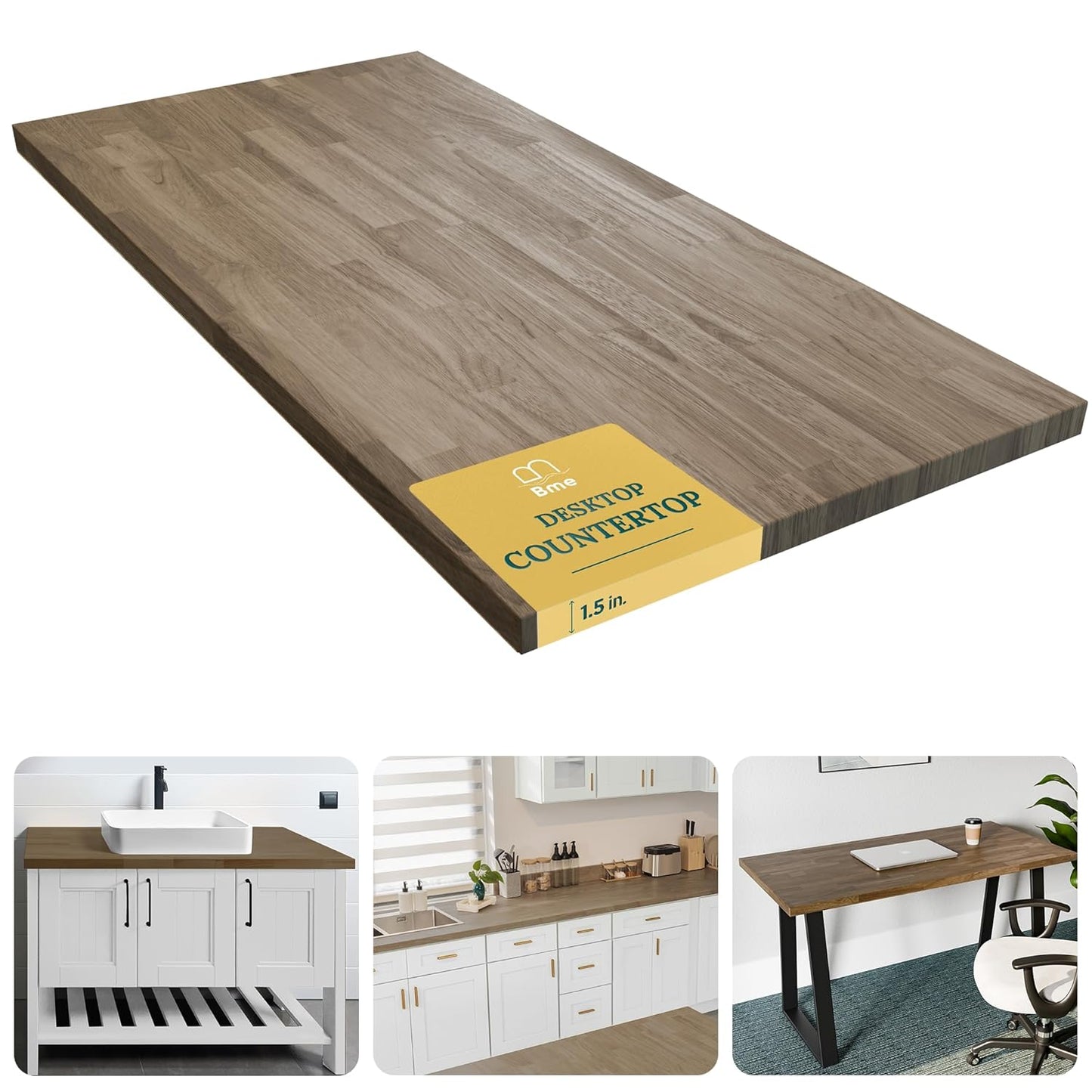 Hevea Solid Wood Butcher Block Countertop for Kitchen Use