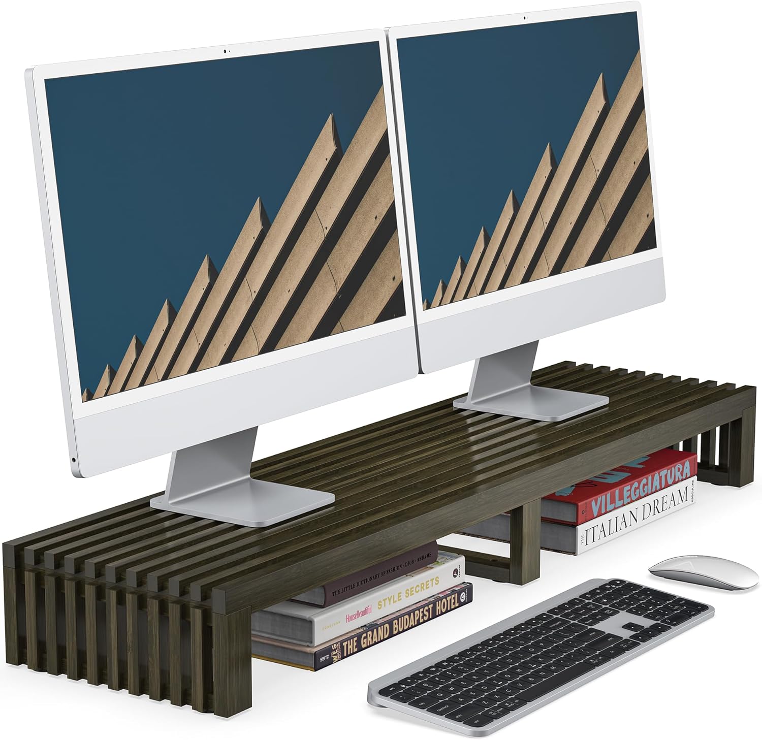 Dual Monitor Riser Stand with Airflow Vents for 2 Monitors