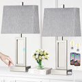 Touch Control Table Lamps Set of 2 - USB A+C Ports & AC Outlet