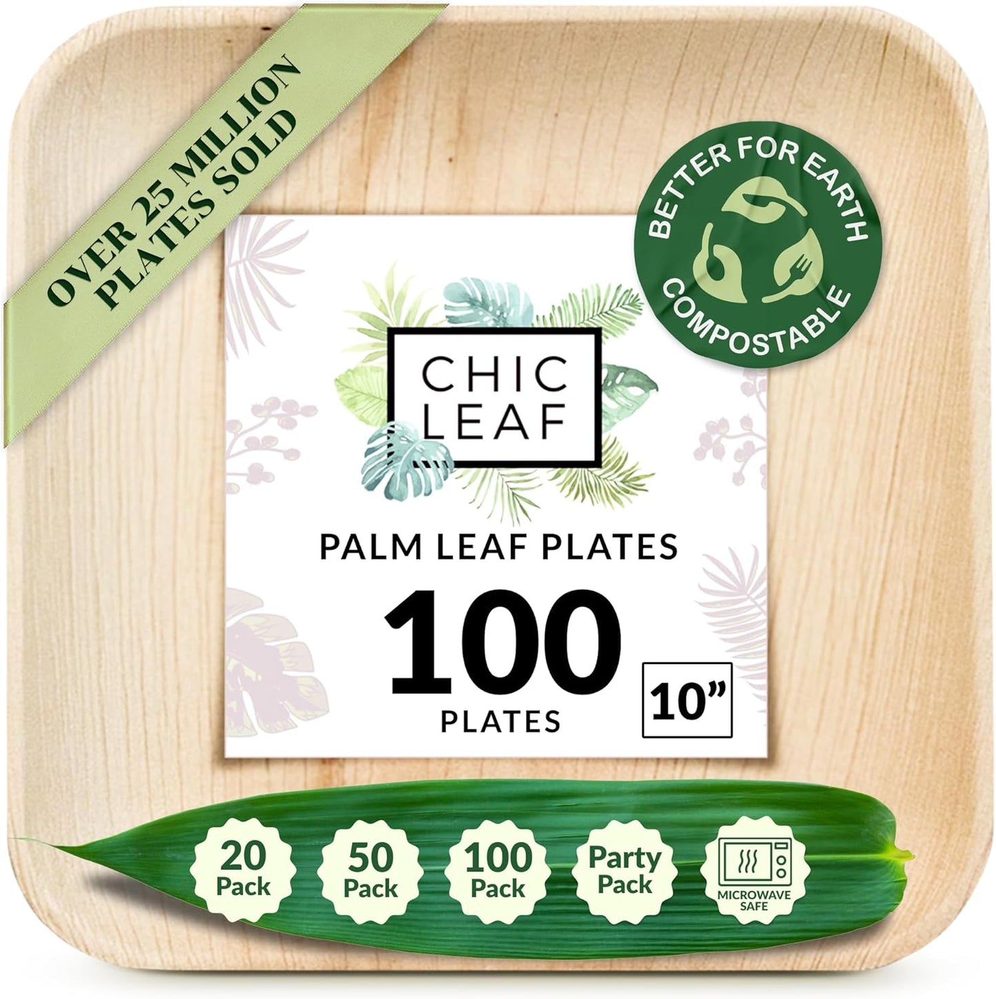 Chic Leaf Palm Leaf Disposable Plates - Eco Friendly Party Supplies
