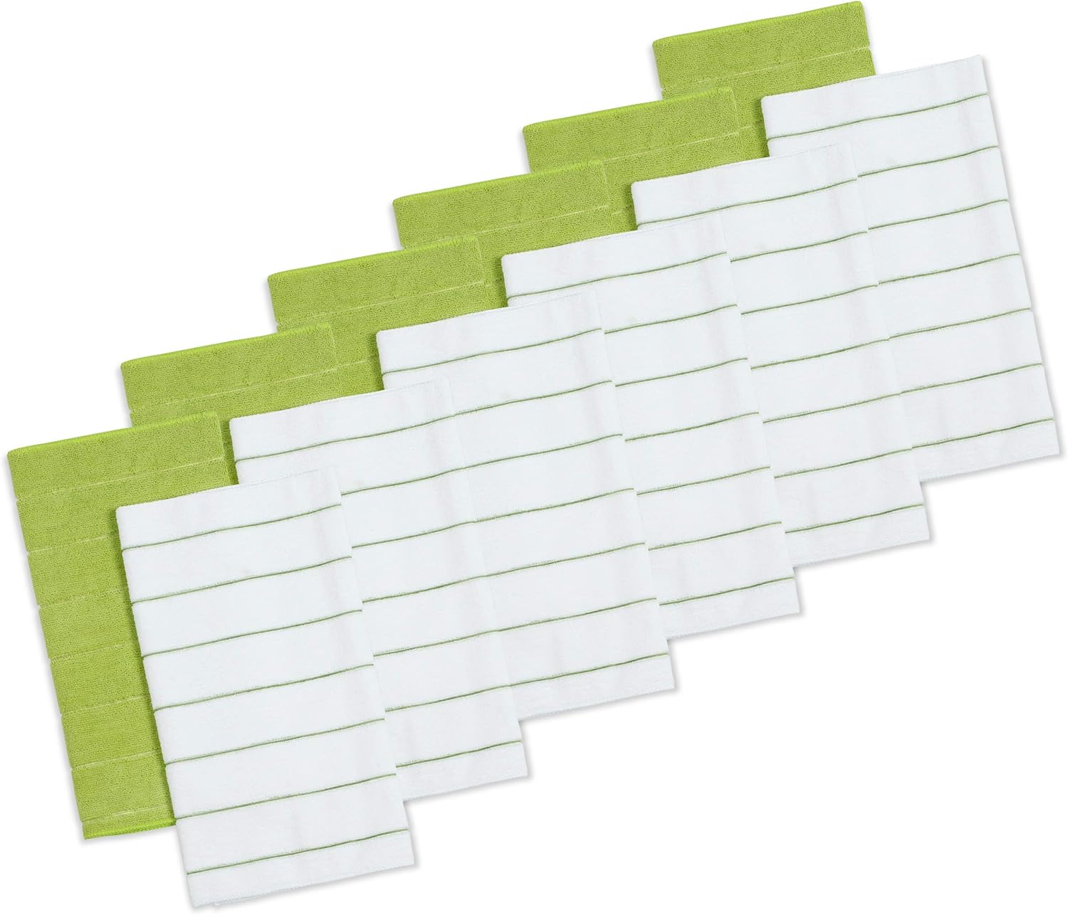 Simpli-Magic Microfiber Kitchen Towels - 12 Pack, Lime/White, Absorbent
