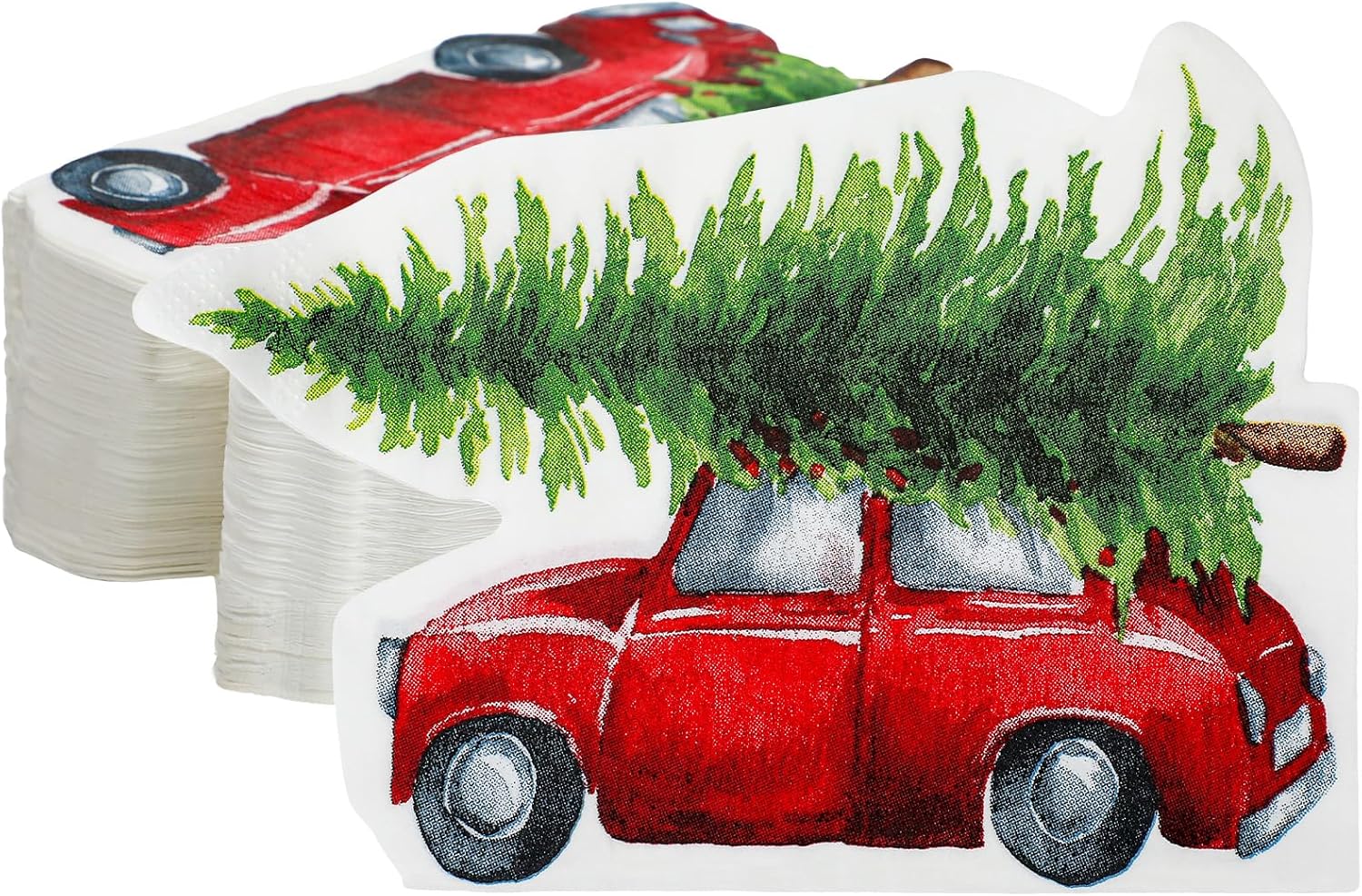Vintage Red Truck Christmas Napkins - 100 Pcs