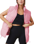 Athlisan Womens Zip Up Puffer Vest Stand Collar Sleeveless Padded long