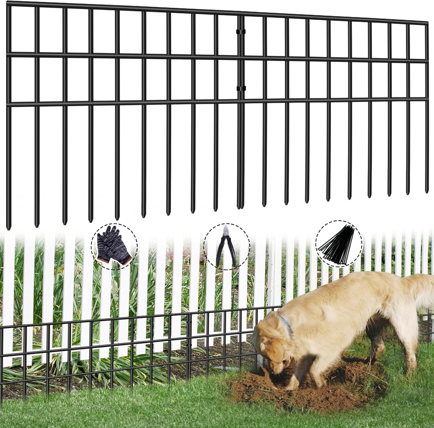 42.5ft No Dig Animal Barrier Fence for Dogs and Rabbits