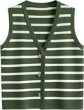 LILLUSORY Vest Tops for Women Striped Sweater Vest - Chic Fall Layer