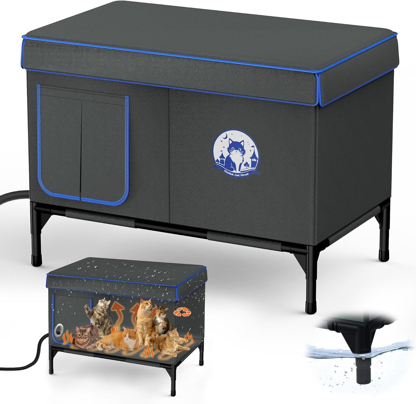 Heated Outdoor Cat House for Winter - Waterproof XXL Shelter
