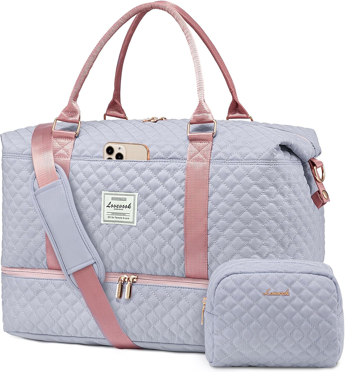 LOVEVOOK Travel Duffle Bag with Shoe Compartment for Women
