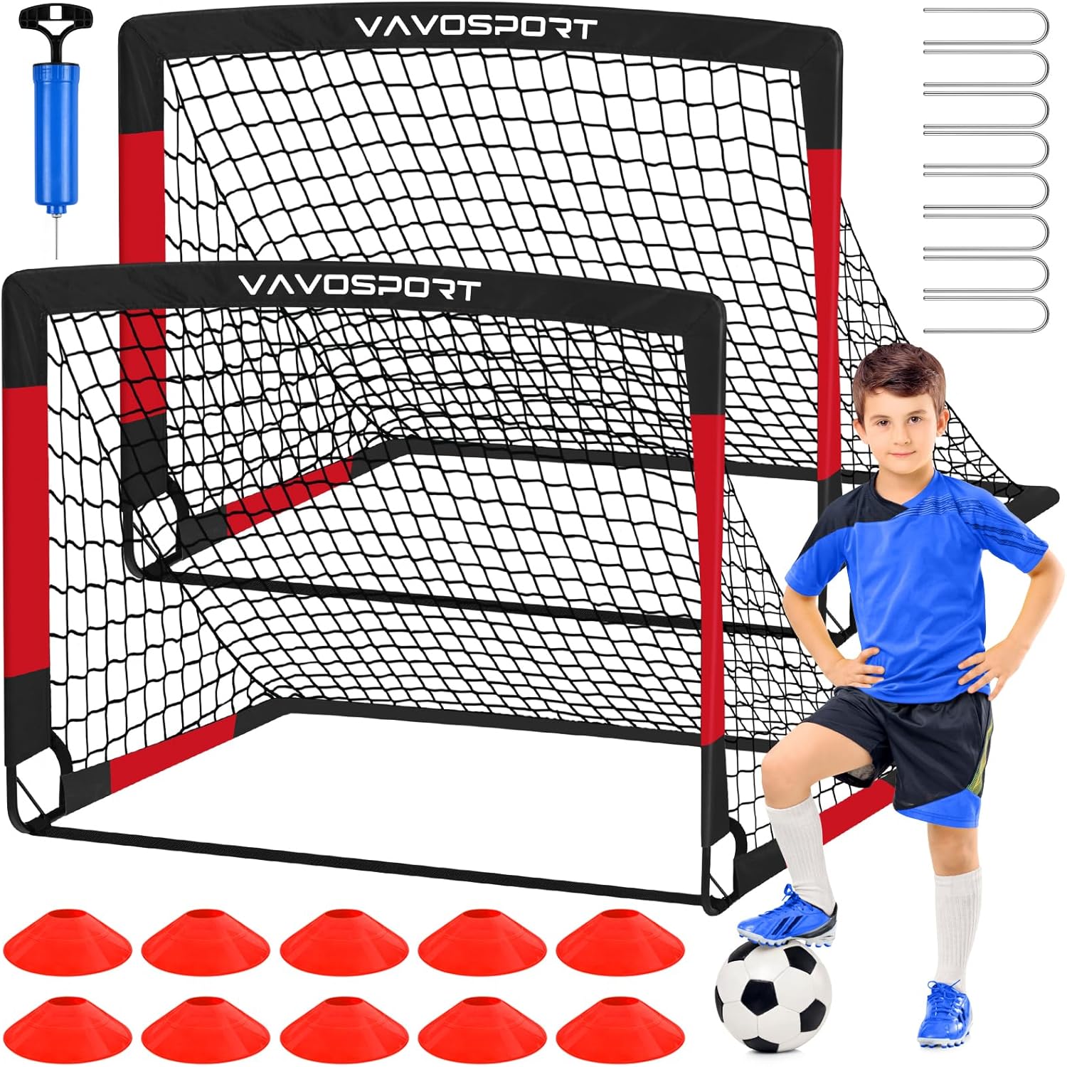 Kids Soccer Goals for Backyard Set - Portable Mini Soccer Nets
