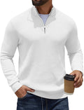 Quarter Zip Pullover Slim Fit Ribbed Sweater - Business Casual