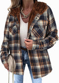 Zeagoo Womens Plaid Shacket Jacket Hooded Sherpa Lined - Warm Fall
