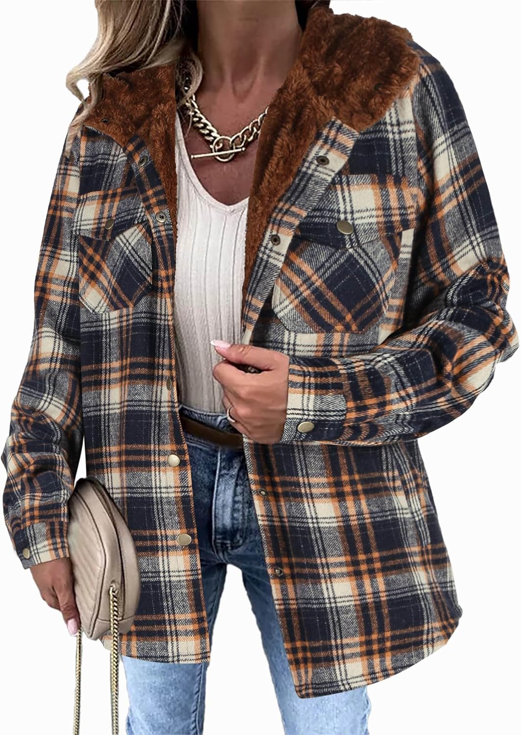 Stylish Womens Plaid Shacket Jacket for Fall and Winter Wear