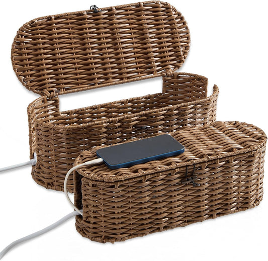 FairyHaus Wicker Cable Box Set - Hide Cords Stylishly