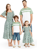 Boho Floral Smocked Square Neck Dress & Matching Tee Set - Family