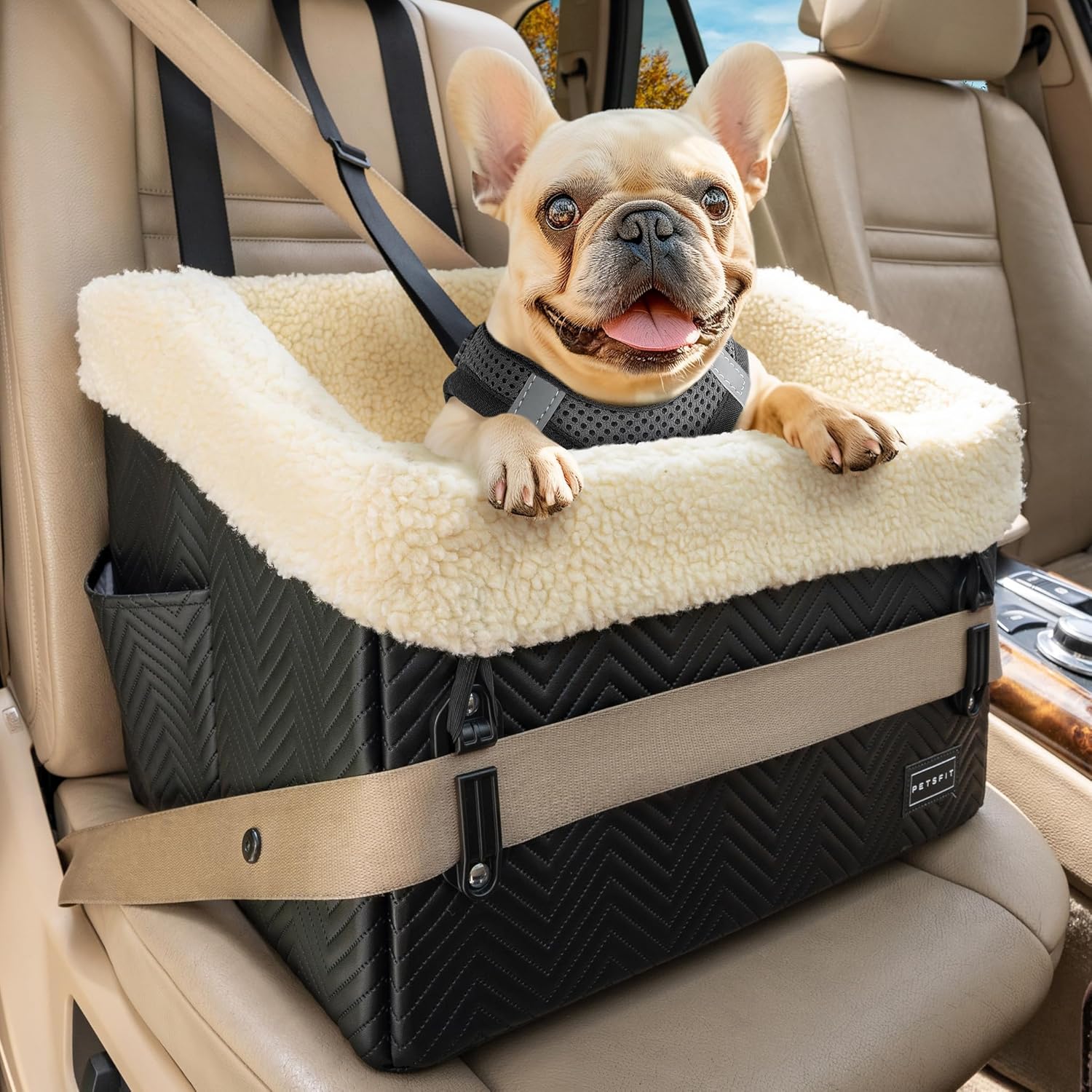 PETSFIT Small Dog Car Seat - Waterproof Booster for Travel